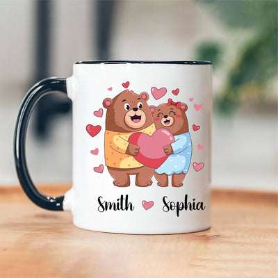 Personalized Cute Bear Valentines Mug - Custom Name Coffee Mug | Funny Valentine Gift