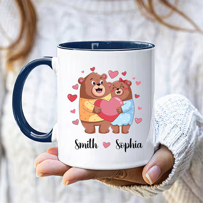 Personalized Cute Bear Valentines Mug - Custom Name Coffee Mug | Funny Valentine Gift