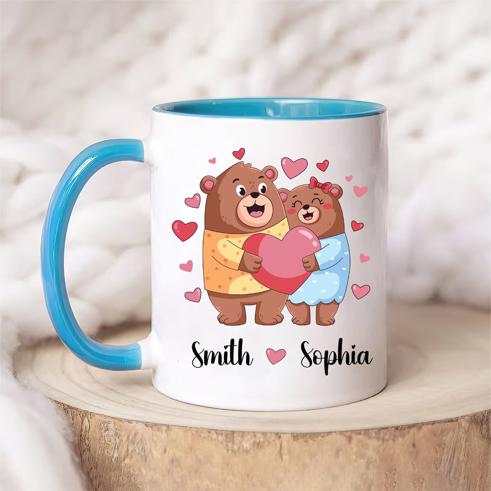 Personalized Cute Bear Valentines Mug - Custom Name Coffee Mug | Funny Valentine Gift