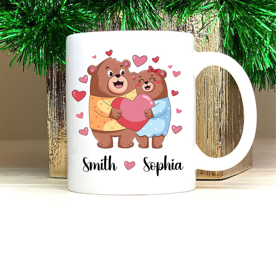 Personalized Cute Bear Valentines Mug - Custom Name Coffee Mug | Funny Valentine Gift