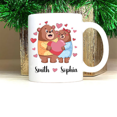 Personalized Cute Bear Valentines Mug - Custom Name Coffee Mug | Funny Valentine Gift