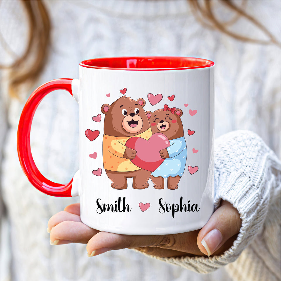 Personalized Cute Bear Valentines Mug - Custom Name Coffee Mug | Funny Valentine Gift