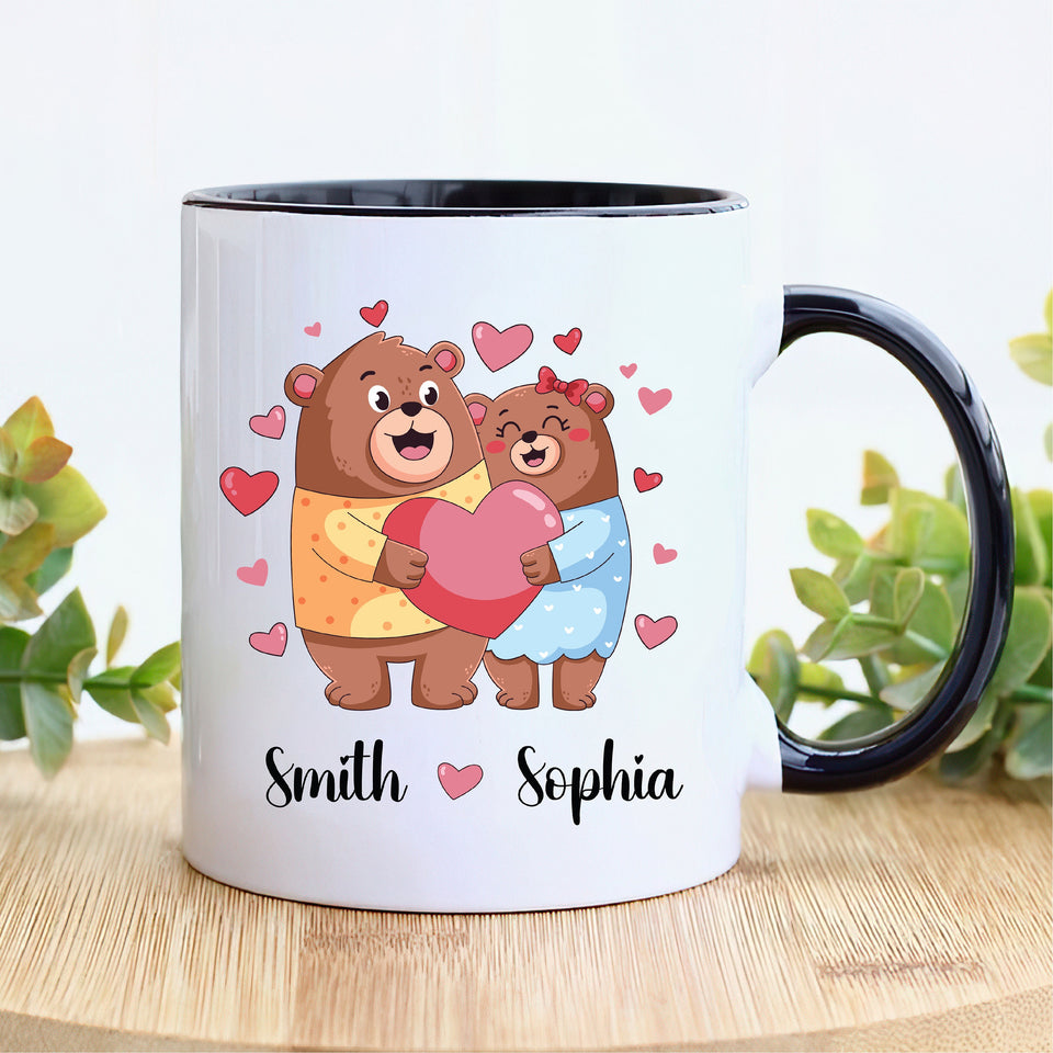 Personalized Cute Bear Valentines Mug - Custom Name Coffee Mug | Funny Valentine Gift