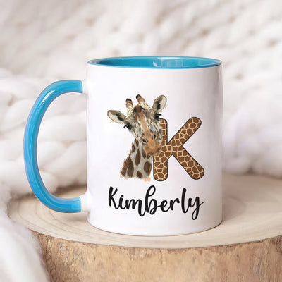 Personalized Giraffe Coffee Mug - Custom Initial Mug, Unique Birthday Gift for Her, Giraffe Lover's Special Gift,