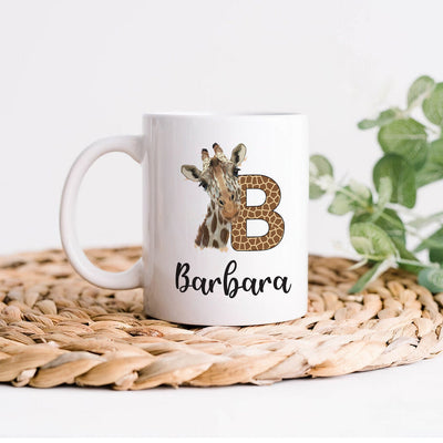 Personalized Giraffe Coffee Mug - Custom Initial Mug, Unique Birthday Gift for Her, Giraffe Lover's Special Gift,