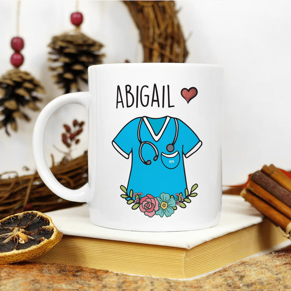 Custom Nurse Name Mug, Personalized RN Coffee Cup, Nurse Coffee Mug, Ideal for Nurse Graduation