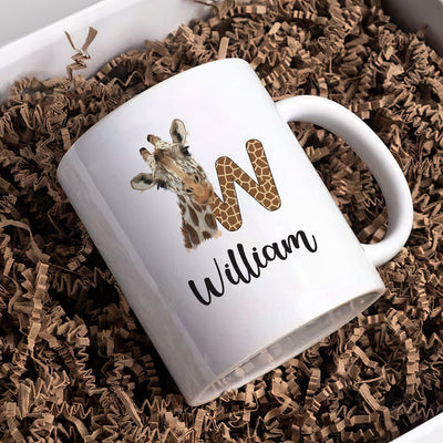 Personalized Giraffe Coffee Mug - Custom Initial Mug, Unique Birthday Gift for Her, Giraffe Lover's Special Gift,