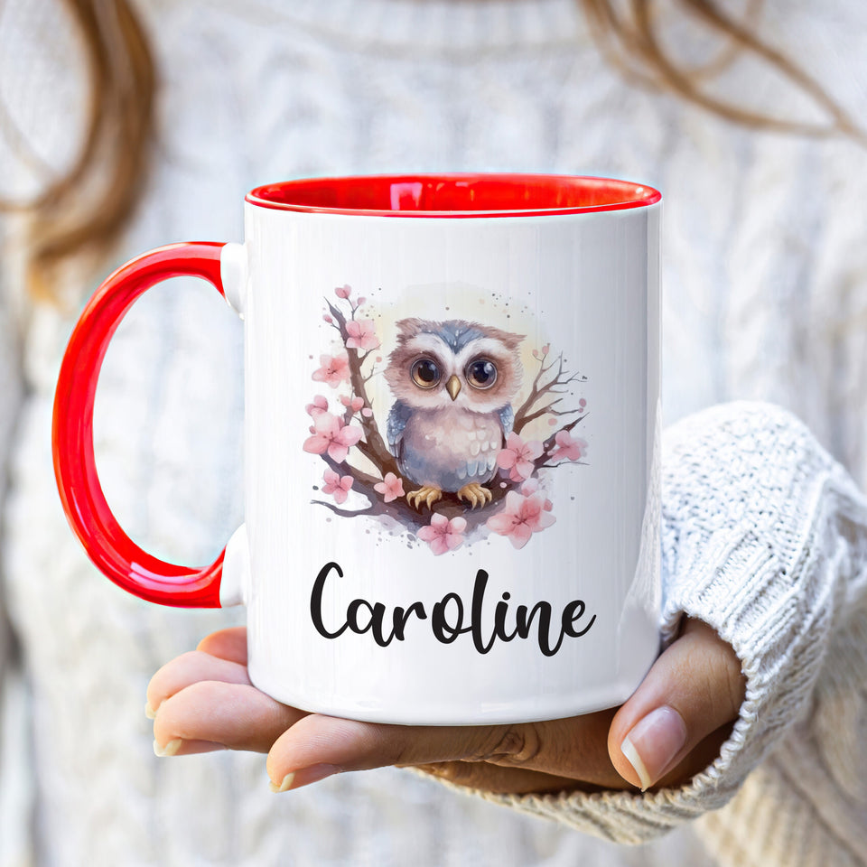 Personalized Owl Mug - Customizable Coffee Cup for Owl Lovers, Unique Handcrafted Gift Idea for Birthdays, Anniversaries