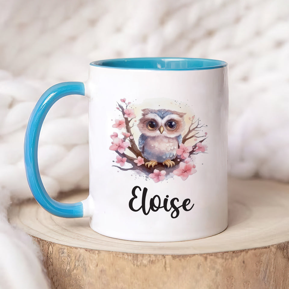 Personalized Owl Mug - Customizable Coffee Cup for Owl Lovers, Unique Handcrafted Gift Idea for Birthdays, Anniversaries