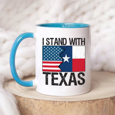 I Stand with Texas Coffee Mug, Support Texas Mug, Barbed Wire Patriotic Cup