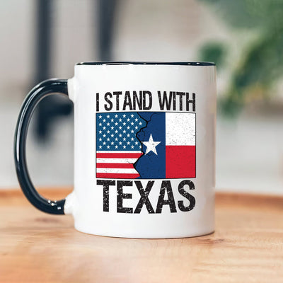 I Stand with Texas Coffee Mug, Support Texas Mug, Barbed Wire Patriotic Cup