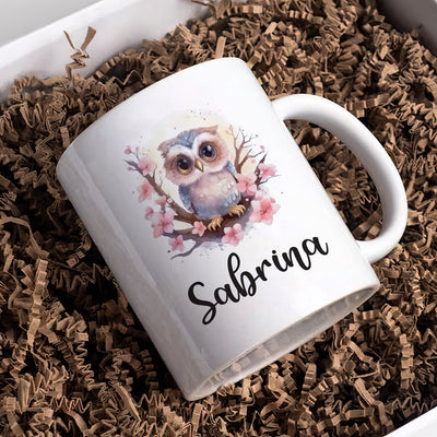 Personalized Owl Mug - Customizable Coffee Cup for Owl Lovers, Unique Handcrafted Gift Idea for Birthdays, Anniversaries