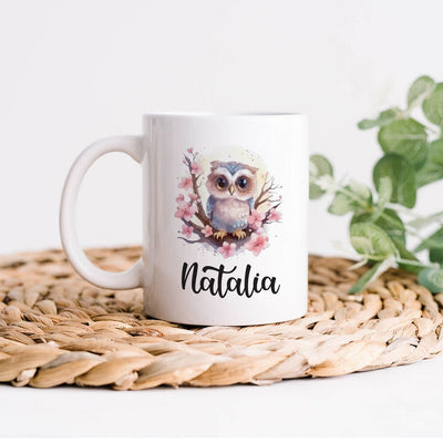 Personalized Owl Mug - Customizable Coffee Cup for Owl Lovers, Unique Handcrafted Gift Idea for Birthdays, Anniversaries