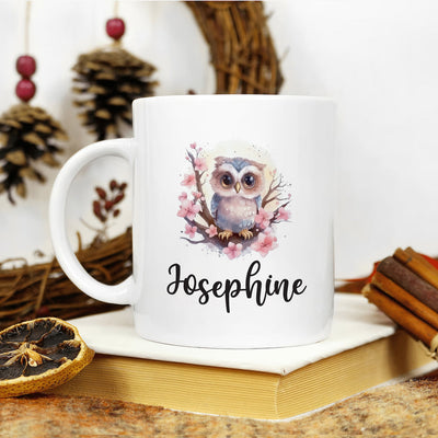 Personalized Owl Mug - Customizable Coffee Cup for Owl Lovers, Unique Handcrafted Gift Idea for Birthdays, Anniversaries