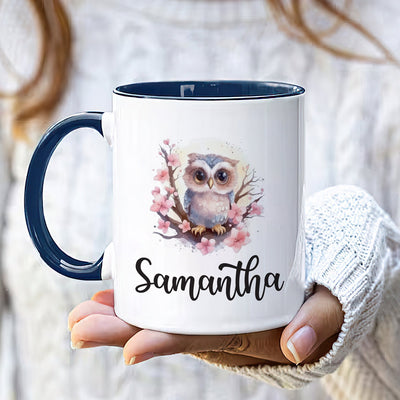 Personalized Owl Mug - Customizable Coffee Cup for Owl Lovers, Unique Handcrafted Gift Idea for Birthdays, Anniversaries