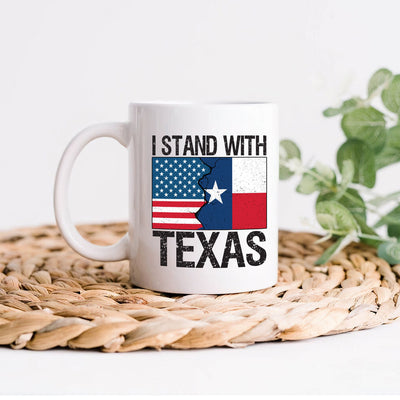 I Stand with Texas Coffee Mug, Support Texas Mug, Barbed Wire Patriotic Cup