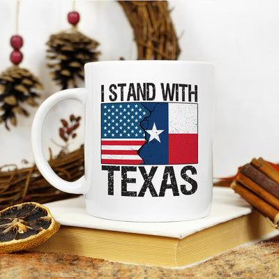 I Stand with Texas Coffee Mug, Support Texas Mug, Barbed Wire Patriotic Cup