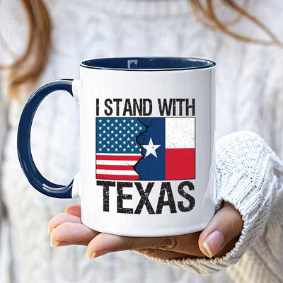 I Stand with Texas Coffee Mug, Support Texas Mug, Barbed Wire Patriotic Cup
