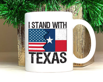 I Stand with Texas Coffee Mug, Support Texas Mug, Barbed Wire Patriotic Cup