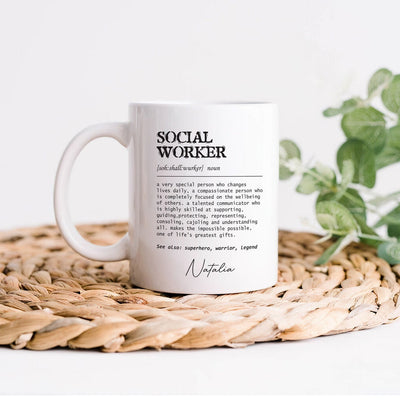 Personalized Social Worker Definition Mug, Custom Name Social Worker Coffee Mug, Social Worker Life
