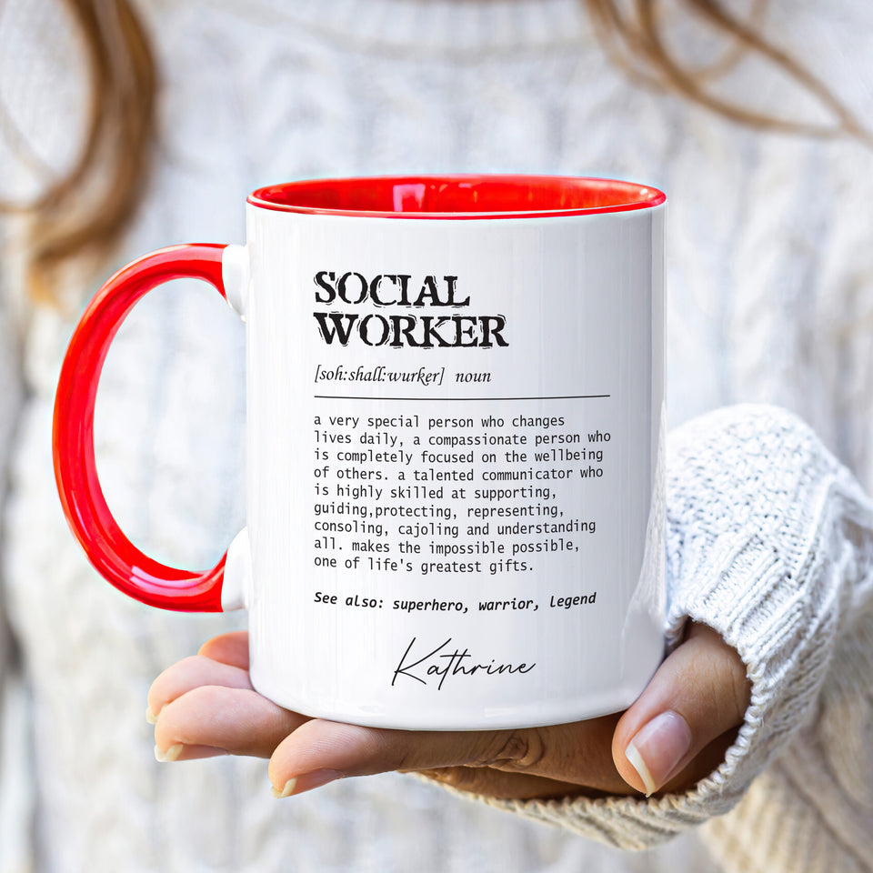Personalized Social Worker Definition Mug, Custom Name Social Worker Coffee Mug, Social Worker Life