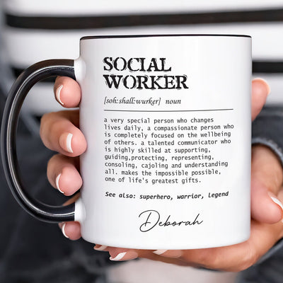 Personalized Social Worker Definition Mug, Custom Name Social Worker Coffee Mug, Social Worker Life