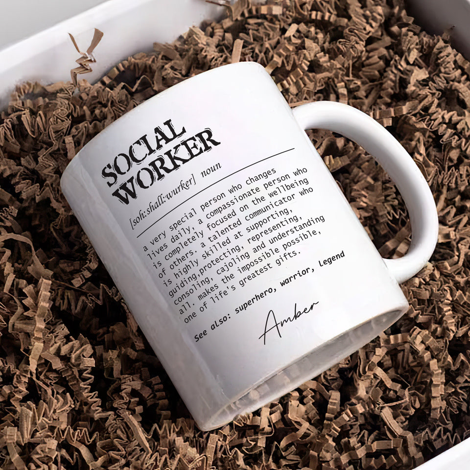 Personalized Social Worker Definition Mug, Custom Name Social Worker Coffee Mug, Social Worker Life