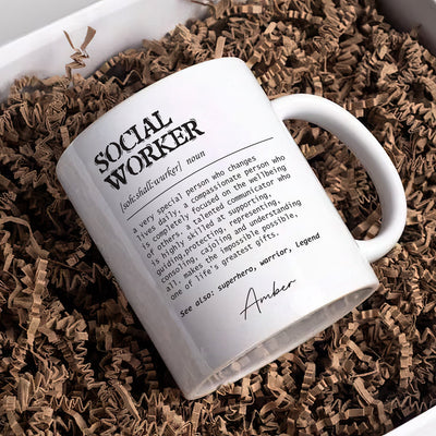 Personalized Social Worker Definition Mug, Custom Name Social Worker Coffee Mug, Social Worker Life