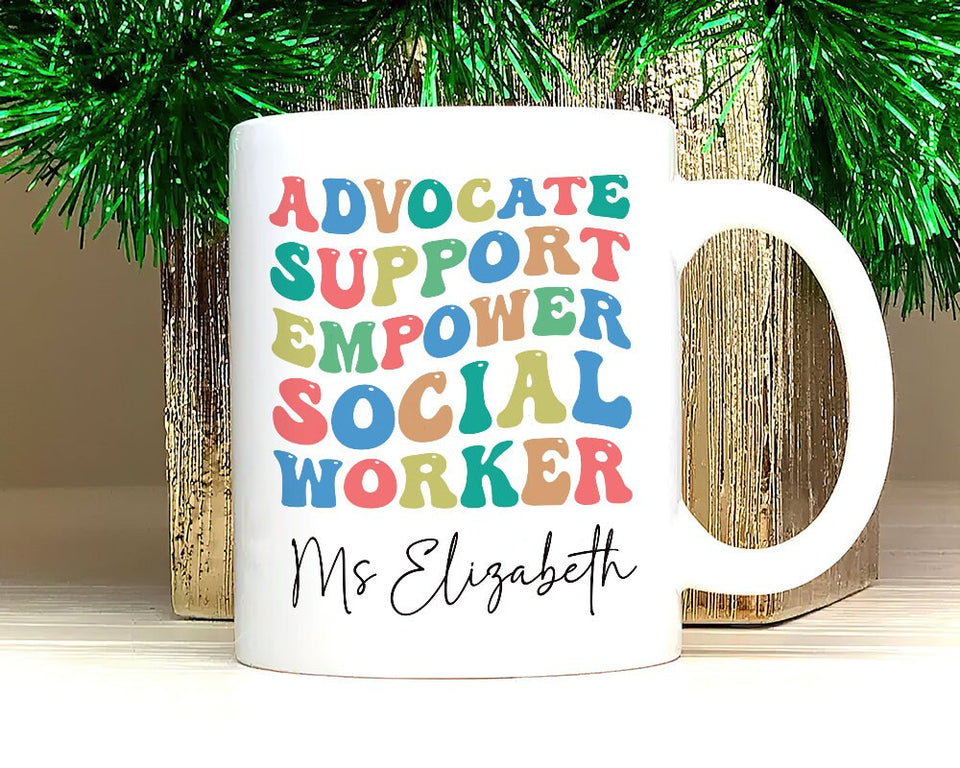 Personalized Social Work Mug, Custom Name Support Social Worker Coffee Mug