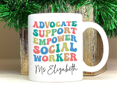 Personalized Social Work Mug, Custom Name Support Social Worker Coffee Mug