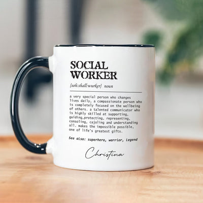 Personalized Social Worker Definition Mug, Custom Name Social Worker Coffee Mug, Social Worker Life