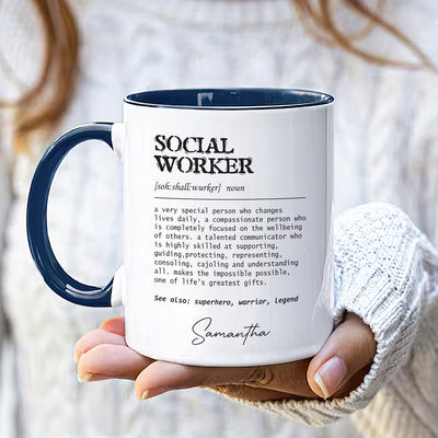 Personalized Social Worker Definition Mug, Custom Name Social Worker Coffee Mug, Social Worker Life