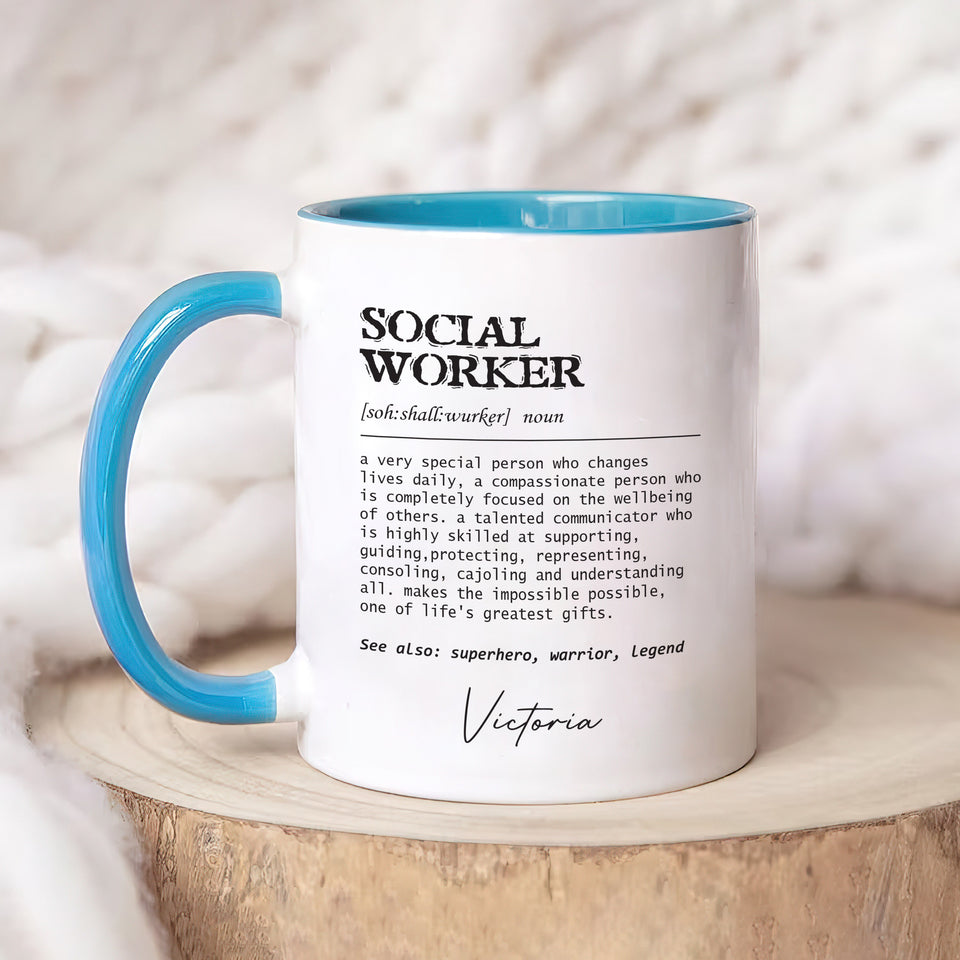 Personalized Social Worker Definition Mug, Custom Name Social Worker Coffee Mug, Social Worker Life