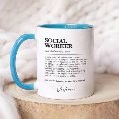 Personalized Social Worker Definition Mug, Custom Name Social Worker Coffee Mug, Social Worker Life