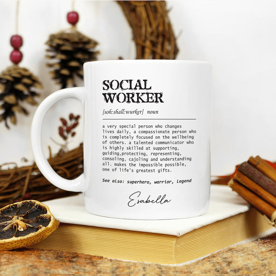 Personalized Social Worker Definition Mug, Custom Name Social Worker Coffee Mug, Social Worker Life