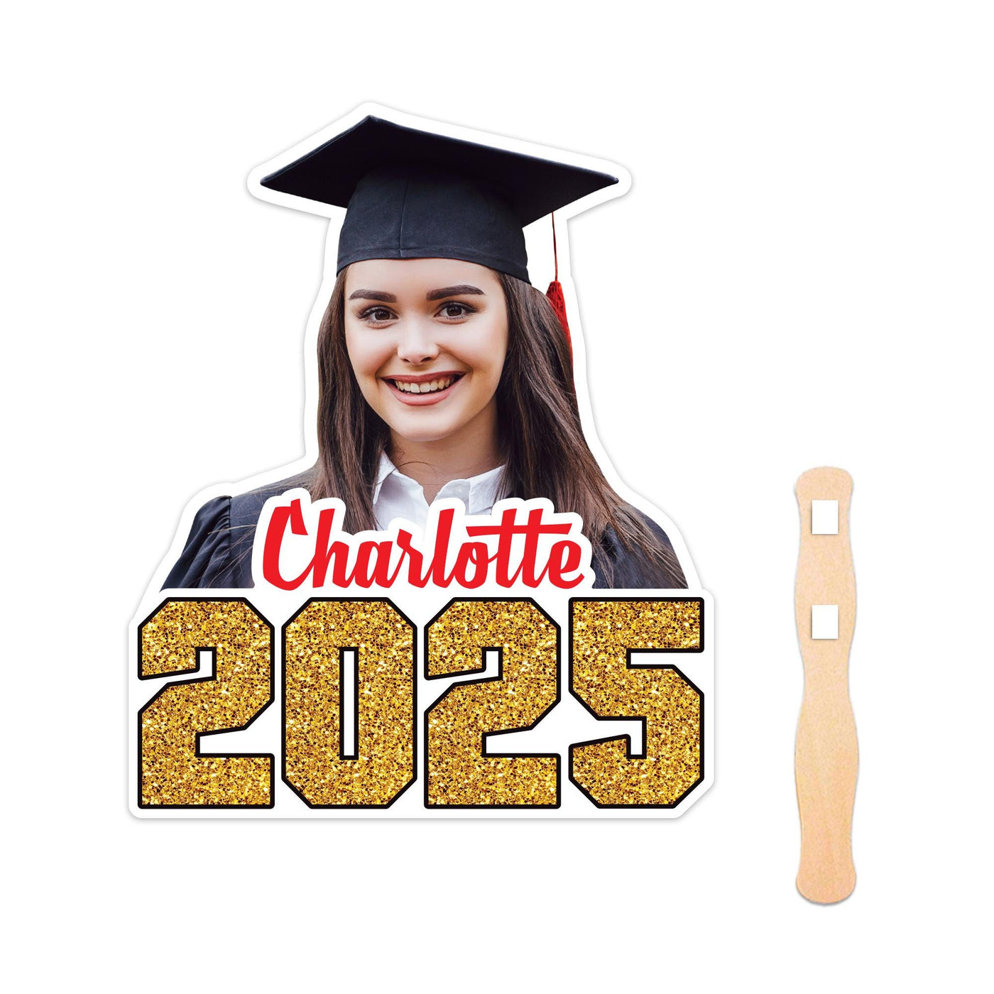 Custom Face Fans With Wooden Handle, Graduation Head