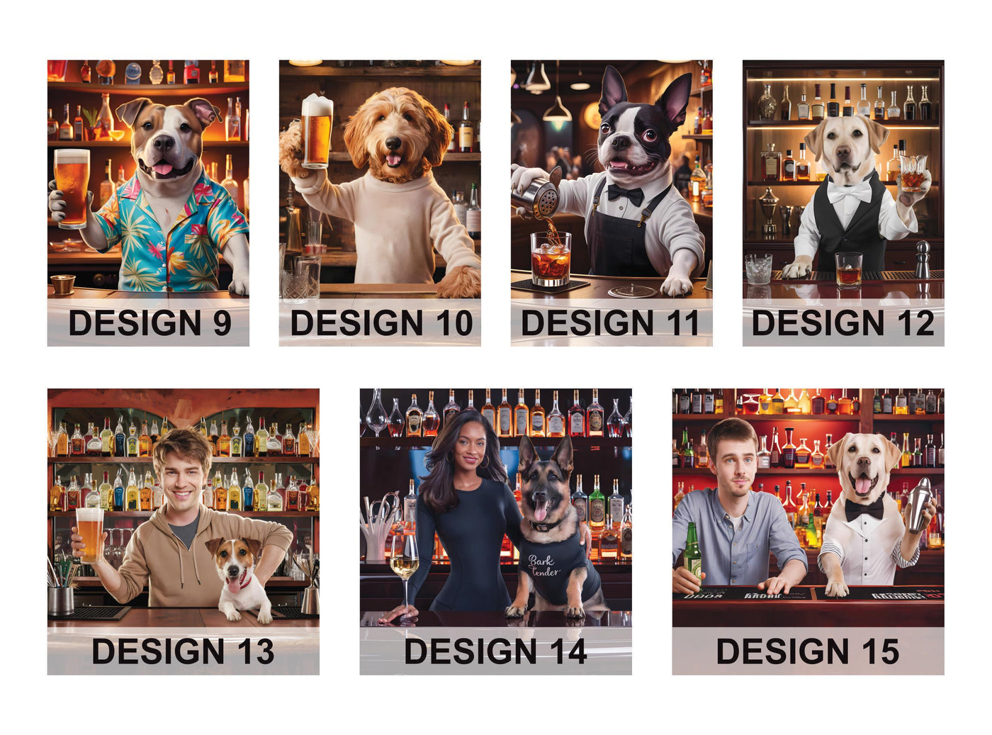 Personalized Pet Portrait Painting, Bartender Dog Artwork from Photo, Custom Gift for Dog Dad