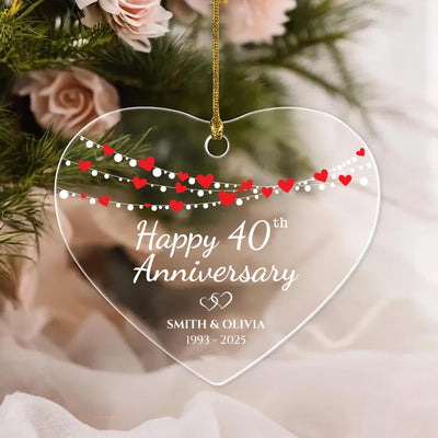 Wedding Anniversary Ornament, Personalized Wedding Acrylic Ornament, Custom Valentine's Day Ornament, Anniversary Gift, Couples Gift