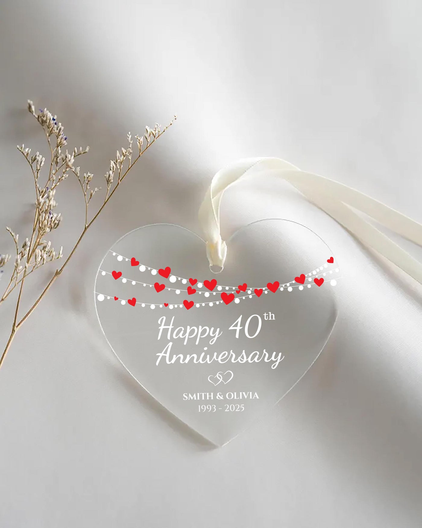 Wedding Anniversary Ornament, Personalized Wedding Acrylic Ornament, Custom Valentine's Day Ornament, Anniversary Gift, Couples Gift