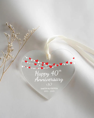 Wedding Anniversary Ornament, Personalized Wedding Acrylic Ornament, Custom Valentine's Day Ornament, Anniversary Gift, Couples Gift