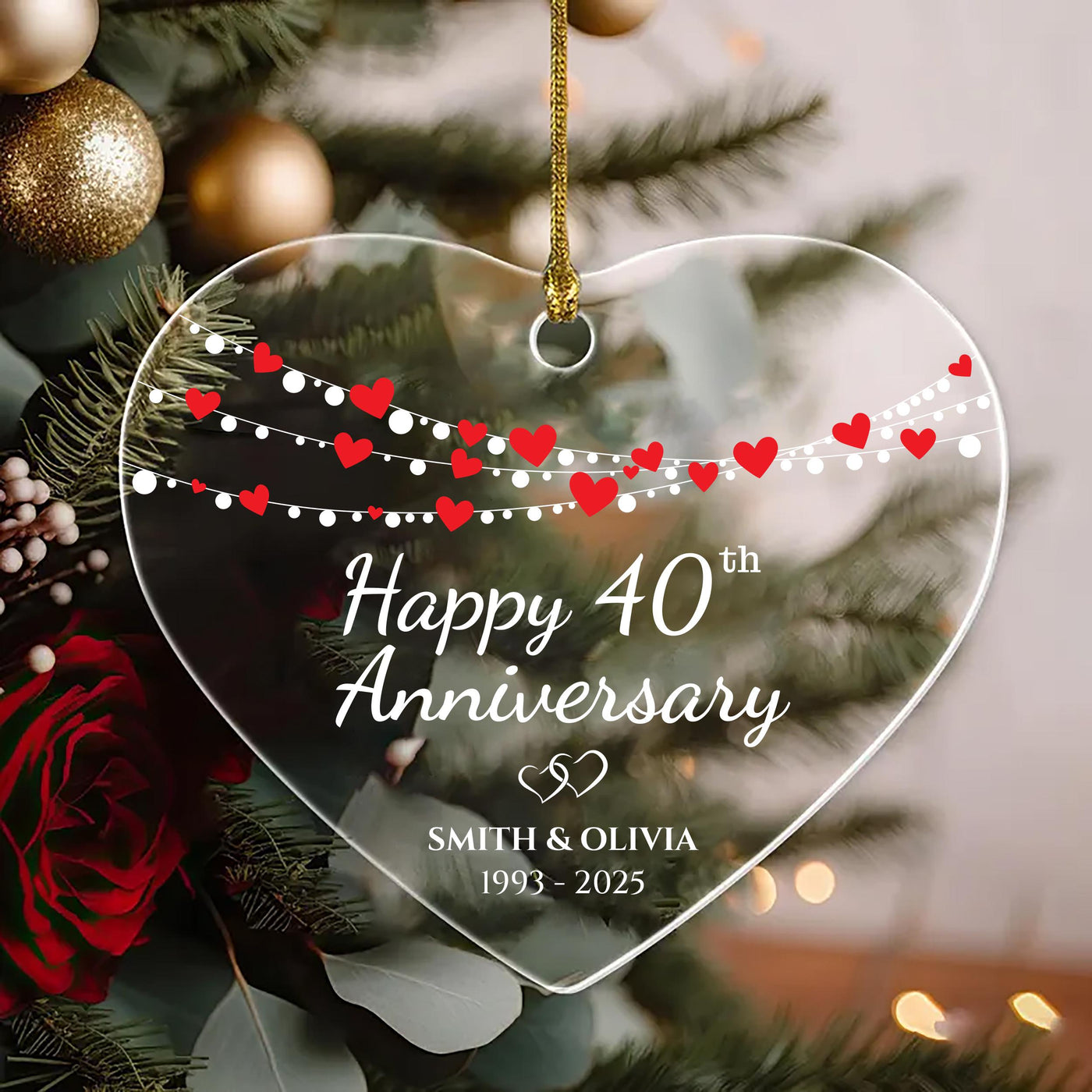 Wedding Anniversary Ornament, Personalized Wedding Acrylic Ornament, Custom Valentine's Day Ornament, Anniversary Gift, Couples Gift