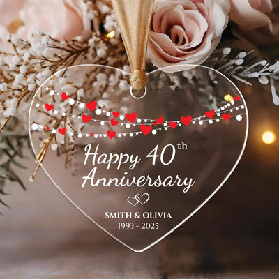 Wedding Anniversary Ornament, Personalized Wedding Acrylic Ornament, Custom Valentine's Day Ornament, Anniversary Gift, Couples Gift