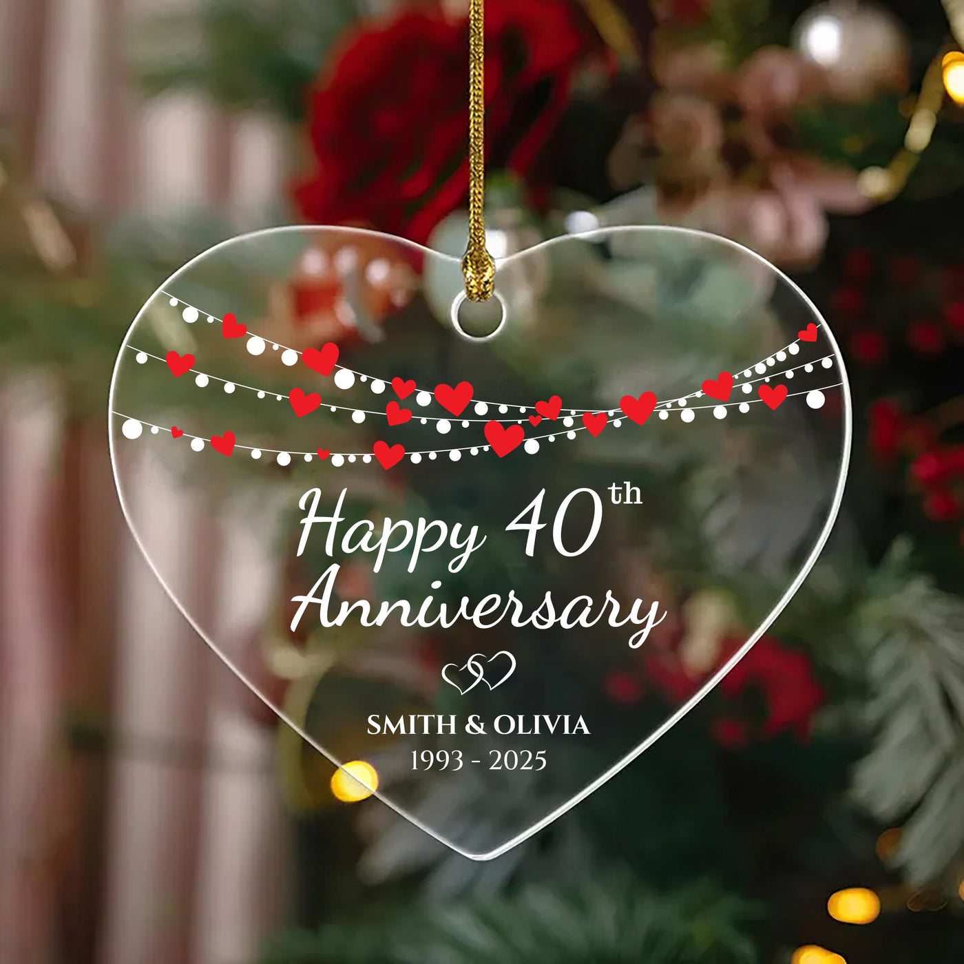 Wedding Anniversary Ornament, Personalized Wedding Acrylic Ornament, Custom Valentine's Day Ornament, Anniversary Gift, Couples Gift