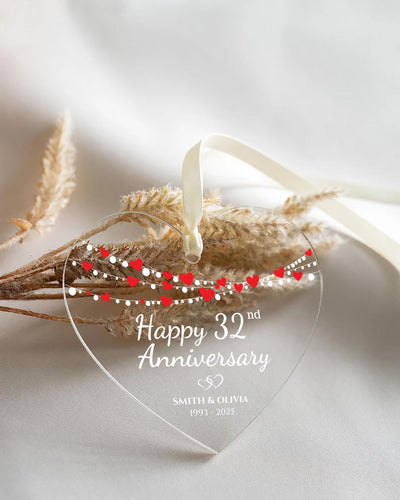 Wedding Anniversary Ornament, Personalized Wedding Acrylic Ornament, Custom Valentine's Day Ornament, Anniversary Gift, Couples Gift
