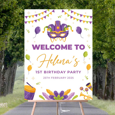 Mardi Gras Birthday Foam Board Poster Welcome Sign