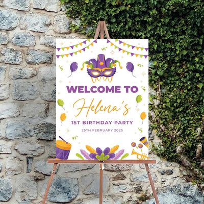 Mardi Gras Birthday Foam Board Poster Welcome Sign