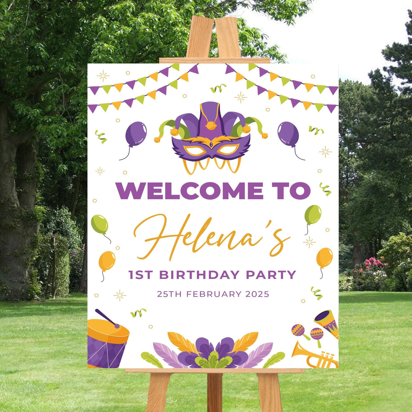 Mardi Gras Birthday Foam Board Poster Welcome Sign