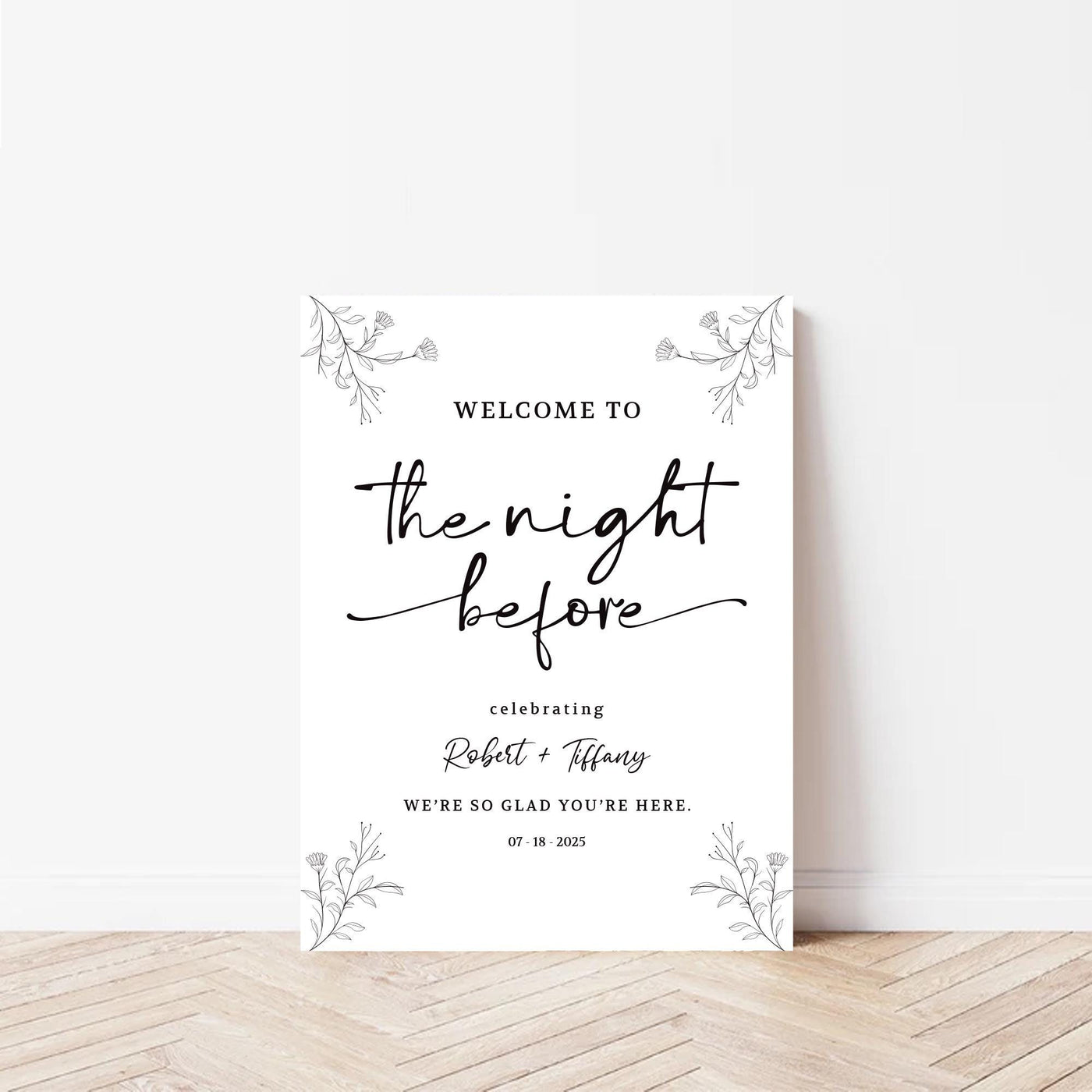Rehearsal Dinner Welcome Sign, The Night Before Wedding Sign