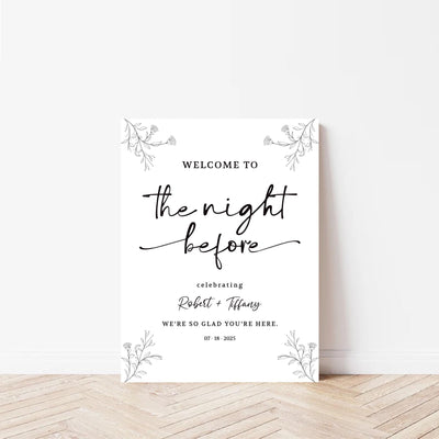 Rehearsal Dinner Welcome Sign, The Night Before Wedding Sign