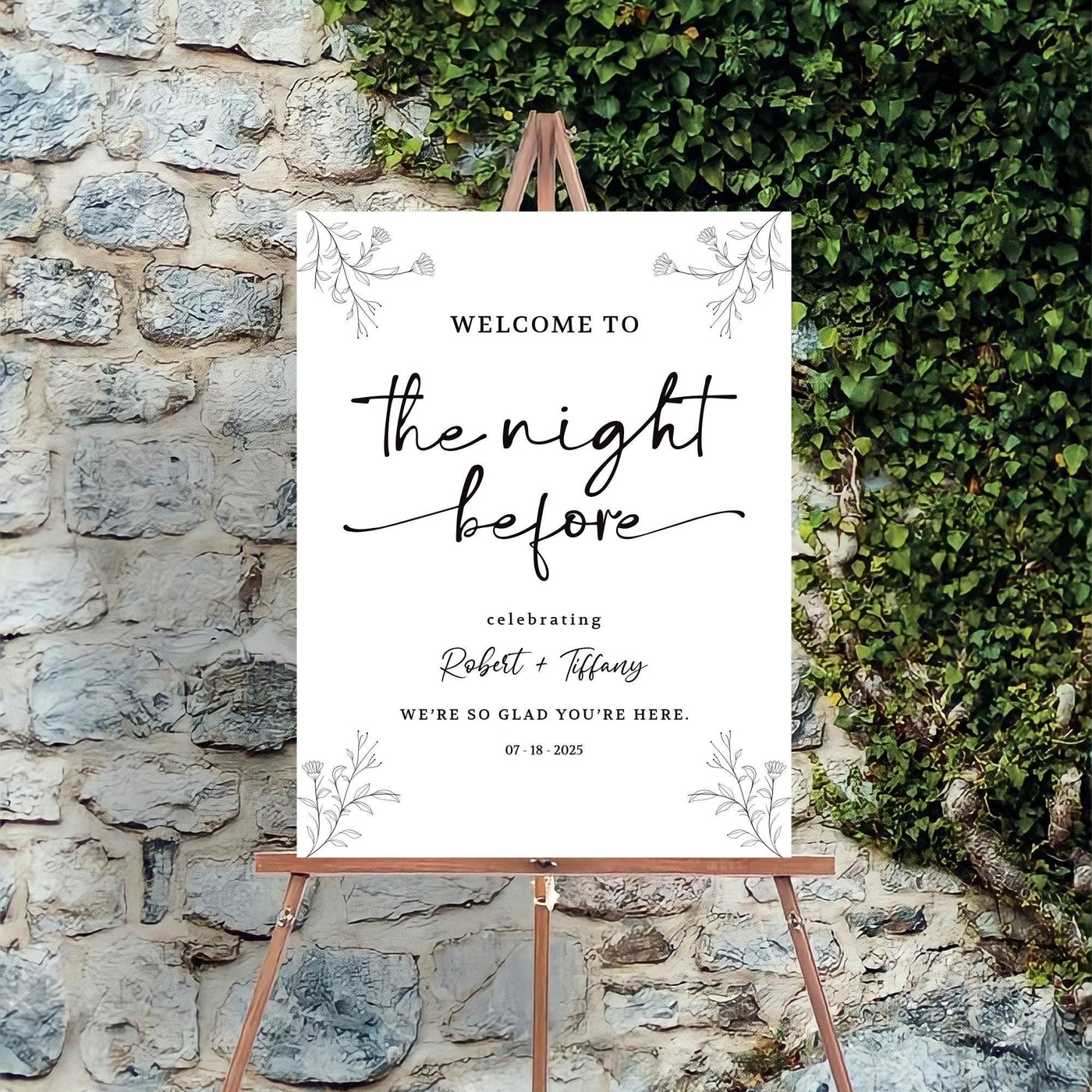 Rehearsal Dinner Welcome Sign, The Night Before Wedding Sign